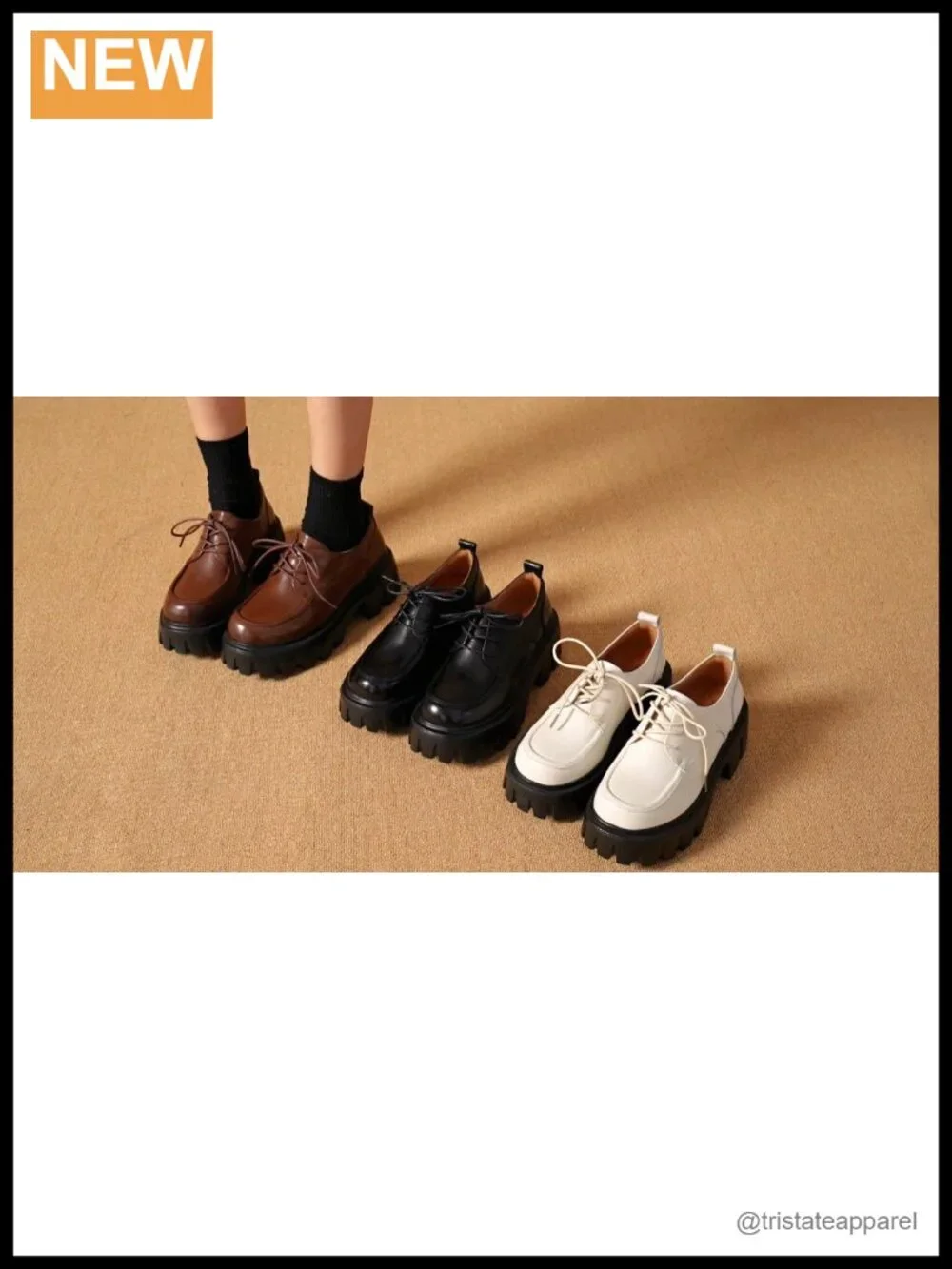 Leather Platform Oxfords Chunky Lug Sole Dress Shoes